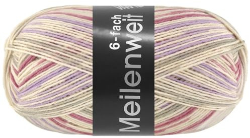 LANA GROSSA Meilenweit 6-fach 150 | 6-fädiger Sockenklassiker, waschmaschinenfest | Handstrickgarn 80% Schurwolle & 20% Polyamid | 150g Wolle zum Stricken & Häkeln | 390m Garn FB9618