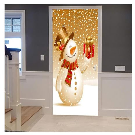 Türaufkleber Türtapete Türbilder Türposter Tapete Weihnachtsglocken Wandbild Frohes Neues Jahr Festival Thema Aufkleber Wohnzimmer Dekor Frohe Weihnachten Türaufkleber(M,85x215cm)