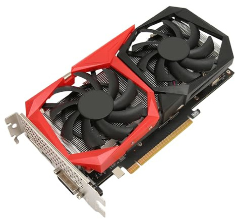 Jectse Tarjeta gráfica GTX1660, 6G GDDR6 192Bit 7680x4320 8K HDR Soporte HDMI DP DVI TU116 GPU 12nm 1785MHz 8000MHz PCI Express 3.0 X16 Fuente de alimentación 8Pin con Doble Ventilador