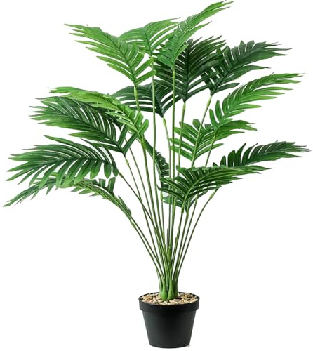 YJWZ Künstliche Pflanzen Groß 82cm Künstliche Palme 18 Zweige Im Topf Real Touch Künstliche Pflanzen Wie Echt Grün Fake Plant für Schlafzimmer Büro Garten Hochzeit Party Deco