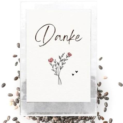 Briefzauber Blumensamen Danke - 20 Stück | Dankeschön Geschenke/Abschiedsgeschenk | Kleinigkeit für Kollegen, Kindergarten, Freunde, Gäste, Kindergeburtstag (20 Stück - Danke Blumen)