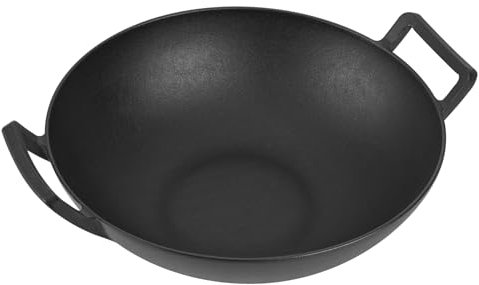 Onlyfire Wok en Fonte, Poêle à Wok avec Poignée pour Weber Gourmet BBQ System, Convient pour Weber Spirit II & Genesis II GS4 System, 36cm de Diamètre, Noir