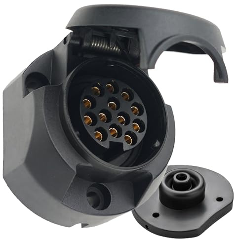 CXTM 13 Polig Anhänger Steckdose Set,mit Montagezubehör,12V Wasserdicht 13-pol Anhänger Stecker und Steckdose Nach ISO 1724,für Anhänger Wohnwagen RV,AHK Adapter (Steckdose)