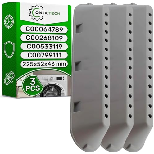 3 Pcs Ailette Tambour de Machine à Laver 225x52x43mm C00064789 pour Indesit | C00268109 C00533119 C00799111 482000023096 pour Ariston pour Whirlpool - MADE IN SPAIN - Garantie de 5 Ans - ONIX TECH