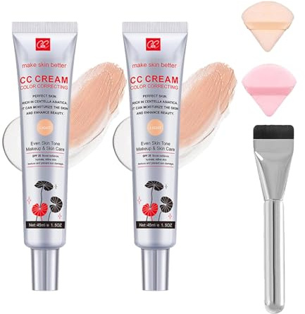 Caiucoco CC Cream Coreano Con SPF 25 - Idratante, Leggera E Impermeabile - Color Changing E Correcting (Colore Chiaro-2 Pezzi)