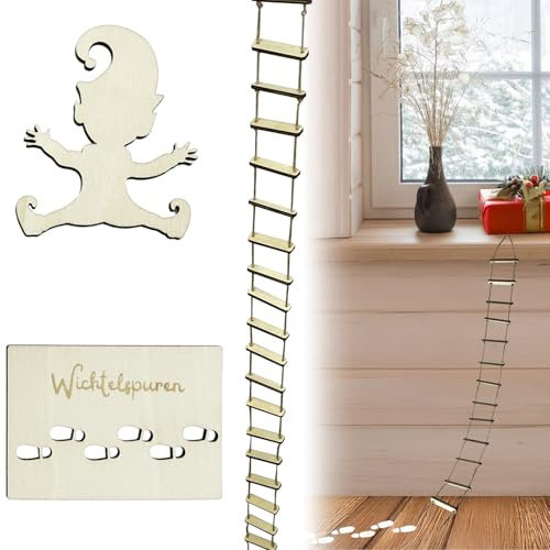 Coffee Life Plus Wichtelschablone Fußabdrücke,Wichtel Schablone Holz,Holz Wichtel Fußspuren Schablonen,Wichtelschablone Fußabdrücke Wichteltür Zubehör Weihnachtswichtel Elf (B)