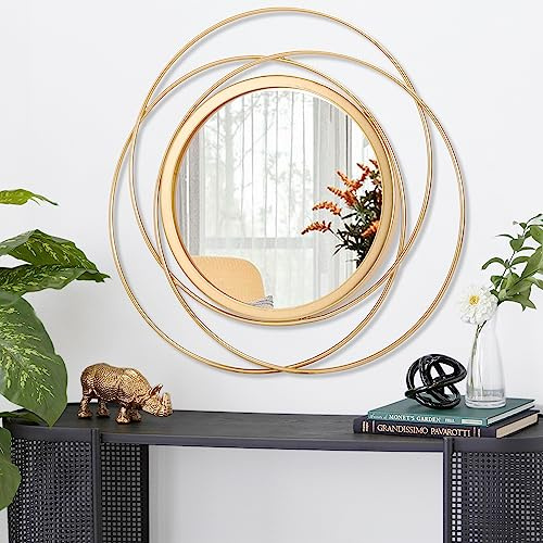 HLFMVWE Spiegel Rund Gold Klein Wanddeko Wohnzimmer Haus und Schlafzimmer | Spiegel Wand zum Aufhängen und Dekorieren | Spiegel Vintage Originelles Geschenk für Frauen und Mama