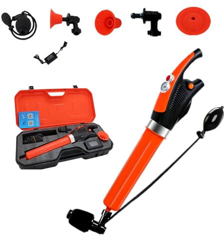 Electric Toilet Plunger Gun Set Heavy Duty Pipe Unclogger with 10bar High Pressure Air Clog Clearing Machine Ideal for Toilet Sink and Washbasin
