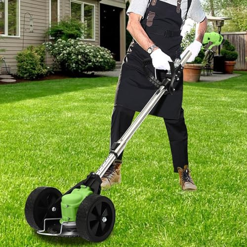 Batteridriven grästrimmer röjsåg vikbar friklippare batteri gräsklippare med 3 bladtyper och hjul för trimning av trädgårdar och för att gröngöra parker