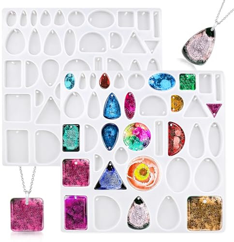 Werownsgso Schmuck Silikonform Set, 38 Epoxidharz Formen, Mehrere Formen Anhänger Epoxidharz Gießform，DIY Silikonformen Gießformen für Schmuckherstellung Dekoration