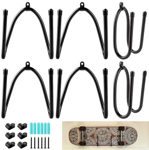 YAYODS 6 Stück Skateboard Wandhalterung - 16.5 x 7 x 6 CM Skateboard Halterung Wand - Longboard Wandhalterung - Skateboardständer und Hakenhalter zum Aufhängen für Skateboards, Longboards, Pennyboards