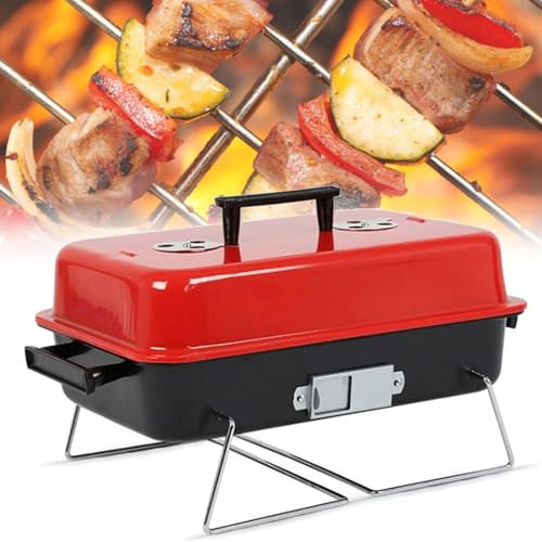 Barbecue portable au charbon de bois, réchaud de camping pliable en acier massif 41,9 x 26,7 x 23,9 cm (L x l x H), grill à sandwichs pour extérieur, camping, pique-nique, terrasse, jardin