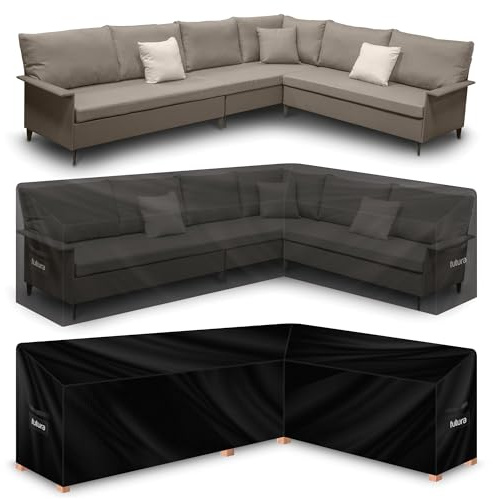 Futura V Shaped Garden Furniture Covers Waterproof 255x255x80cm, 420D Oxford Fabric Outdoor Table, Rattan & Patio garden furniture covers, PVC Lined, Air Vents and UV Safe