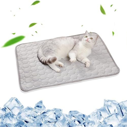 Vtizikl Kühlmatte für Hunde, tragbare Katzenkühlmatte, wärmeentlastende Hundematte, mittelgroß, waschbar, Sommerpat für Katzen, kratzfeste Eisdecke (Grau, 70 * 55 cm)