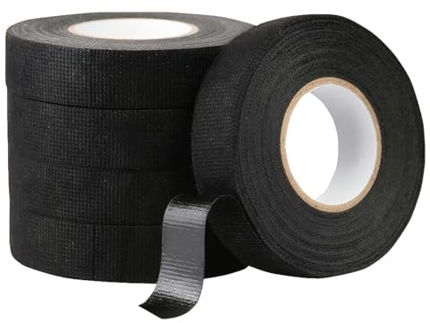 MENUY 4 cintas aislantes negras, cinta de tela, cinta adhesiva para mazo de cables, cintas aislantes impermeables para aislar, reparar paquetes de cables eléctricos (19 mm x 25 m)