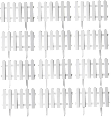 Staccionata bianca da 12 pezzi, bordo decorativo in plastica per prato da 20x12 pollici per l'abbellimento del giardino