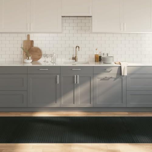 Tonture Rektangulär bambumatta, grå, 100 x 1 000 cm, slitstark, hållbar för vardagsrum, sovrum, matsal, halkfri med PP-undersida, lättskött dekoration