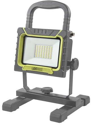 Lighthouse 4000 Site Light – 110V Work Light with Magnetic Base, 4000 Lumens, 38W SMD LED, Tilting Head, IP44 Rated for On-Site, Construction, Workshop Tasks