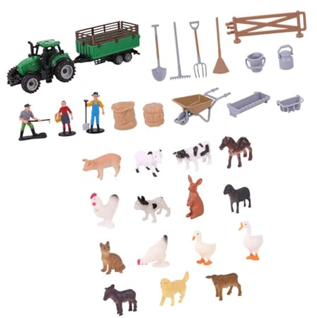 Beimus Set da Gioco con Figurine Animali Fattoria 42 con Animali Realistici E Recinzioni Giocattolo Educativo per L'apprendimento per Set Gioco della Fattoria Compleanno