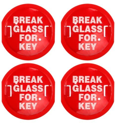 Break Glass for Key, 4pcs Wall Mount Key Lock Box Red Fire Extinguisher Case with Quick-Release Cover