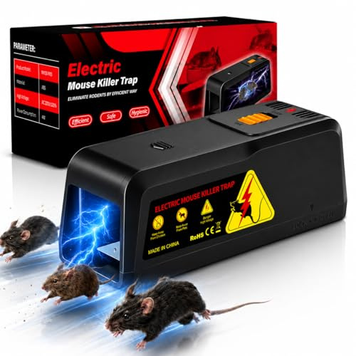 Trampas Eléctricas para Ratones,VoltGuard Trampa Ratones 2800V Voltaje Potente,Mata Ratas Potente para Interior, Jardín y Cocina-Ficaz en Grande&Pequeño Ratón