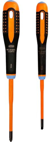 Bahco BE-9890SL Ergo VDE Screwdriver Set 2 Piece | 1000V Rated | Trade Use | VDE insulated up to 1000V | IEC 60900 tested | Precision tip | Comfortable grip for electrical work