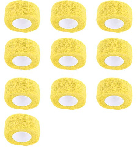 Mintice 10 X Self Adhesive Cohesive Wrap Bandages Strong Elastic First Aid Tape Yellow Color for Wrist Ankle Sport 4.5mx2.5cm