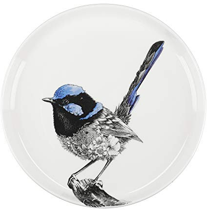 Maxwell & Williams Marini Ferlazzo Vögel Beilagenteller mit Zaunkönig Design, in Geschenkbox, Porzellan, Weiß 20 cm