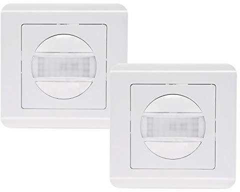 Bewegungsmelder 160° Unterputz Einbaubewegungsmelder 9m Reichweite 2-Draht Ersatz für Lichtschalter Einbaubewegungsmelder 2 Stück Weiß