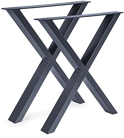Magnetic Mobel 2 x Tischgestell Tischkufen Tischuntergestell Tischbeine X - Gestell (Anthrazit, B67 x H72 cm)