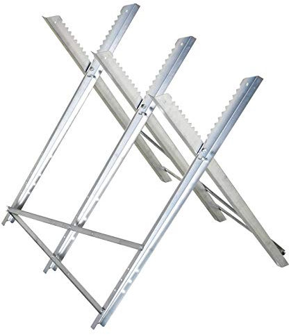 DURHAND Kettensägebock Sägebock zusammenklappbar Sägegestell für Brennholz Silber Metall 83 x 83 x 79 cm