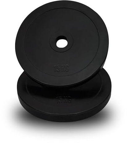 MAXSTRENGTH Olympic Weight Plates 2 Inch Rubber Weight Discs 5cm Hole Barbell Plates for Home Gym Strength Training Fitness Exercise (15kg x 2 = 30kg)
