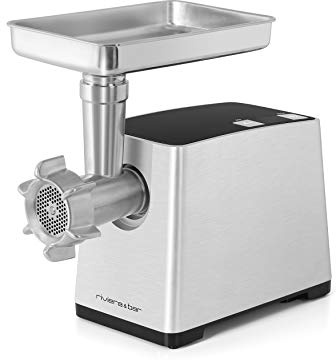 riviera&bar Robot Hachoir Multifonction - 2500W Inox - 2 Vitesses - Accessoires Inclus (3 Grilles, 4 Disques, Kit Saucisses et Kebbés) - Compatible Lave-Vaisselle - Sécurité Surcharge Moteur