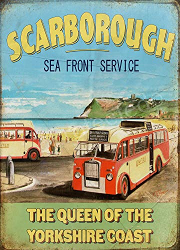 Scarborough The Queen Of The Yorkshire Coast 1950's Nostalgic Metal Sign