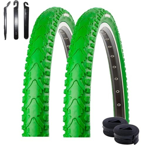 2 x Kenda K-935 Fahrradreifen Fahrradmantel Grün 40-622 (28 x 1,5) + 2 x Schläuche AV inkl. Reifenheber