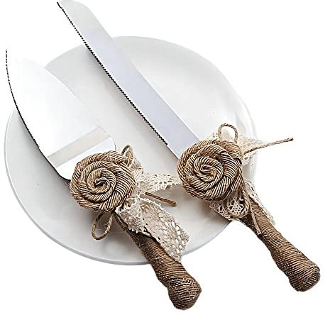 Juego de cuchillos para tartas de boda, estilo rústico, juego de cuchillos de acero inoxidable, boda, fiesta, Acción de Gracias, Navidad (O)