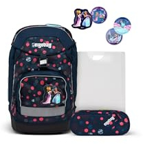 ergobag prime zaini zaino scolastico ergonomico per bambini, scuola elementare, Set di zaini da 4 pezzi, 20 litro, 1100g WinterwonBearland - Lilla
