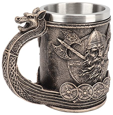 Cuque Viking Tasse à café en acier inoxydable lavable à la main avec résine de café