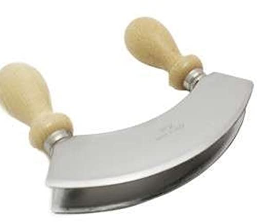 Verve CULTURE Italian Double Mezzaluna, Small - Double Blade Rocker Knife for Mincing, Chopping with Double Knobs