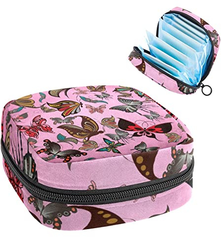 Perioden-Tasche, tragbar, Tampon-Aufbewahrungstasche für Damenbinden, Pink, Mehrfarbig, 4.7x6.6x6.6 in/12x17x17 cm