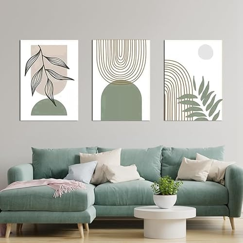 LPFNSF Ensemble moderne de posters abstraits de style bohème, décoration murale, image de feuilles de plantes, poster imprimé, sans cadre (style 3, 30 x 40 cm x 3)