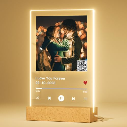 iDIY Placa de Spotify Personalizada -Placa Spotify Personalizada con Música y Código QR para escanear, Regalo Original para cumplaños, San Valentín, Parejas, Aniversarios, Navidad…