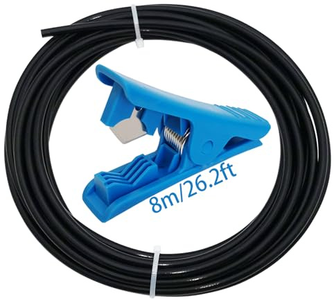 Teflonschlauch, CESFONJER Schwarzes Extruder-Führungsrohr (8 m, 2 mm Innendurchmesser x 4 mm Außendurchmesser) + blauer PTFE-Schlauchschneider für Creality Ender 3/Pro 1,75 Filament 3D-Drucker