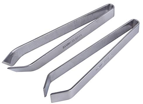 Fish Bone Tweezers 2pcs, Stainless Steel Slanted Tweezers Fish Chicken Plucker Fishbone Picker Puller Kitchen Remover Tools for Debone Salmon Bass Meat Hair