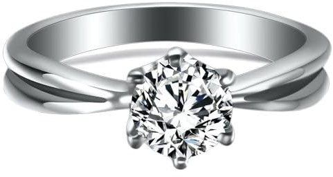 Beydodo Ringe Edelstahl Frauen, Damen Ring Personalisiert Solitär mit 6MM Zirkonia Freundschaftsringe Silber Ringe Nickelfrei Gr.60 (19.1)