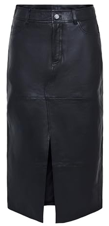 Y.A.S Yasmina HMW Leather Long Skirt Noos, Negro, XS