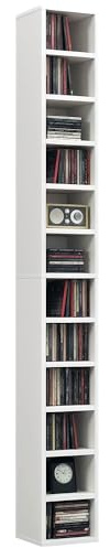 HOMCOM 204 CD Storage Unit, Storage Tower with 12 Tiers, 175cm Tall Narrow Storage Shelf for Living Room, Home Office, Study Room, White