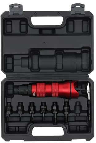 Rivet Gun Adapter Professional Electric Rivet Nut Rivet Nut Attachment Rivet Nuts Adapter with M3-M10 Mandrels and Spanner Threaded Rivet Nut Gun Tool Kit for Cordless Drill Driver with Carrying Case