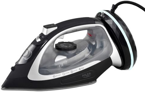 ADLER EUROPE Ferro da stiro a vapore senza fili con suola in ceramica | 2800 W con riscaldamento rapido | Sistema anticalcare, spegnimento automatico e base girevole a 360° per risultati di stiratura