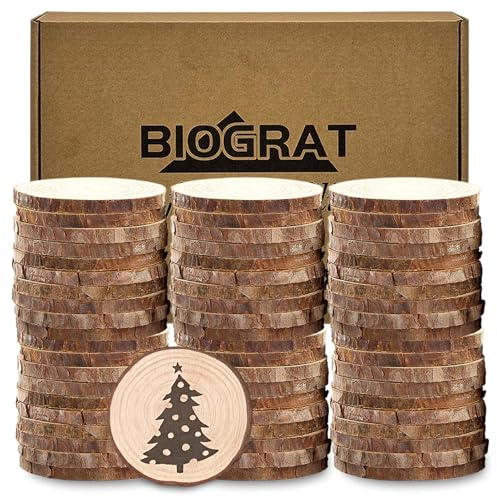 Petit Rondin Tranche de Bois 5 cm (5-6cm) 60 pièces Deco Naturel Brut | sanc trou,rond,rondelles,mini